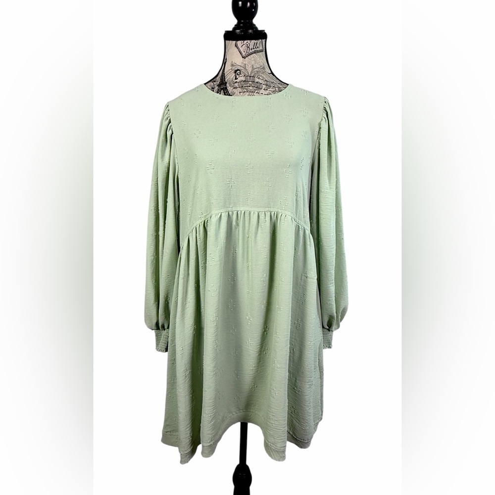 Blu Pepper Sage Green Cottagecore Babydoll Dress Boho Size L - Picture 2 of 9